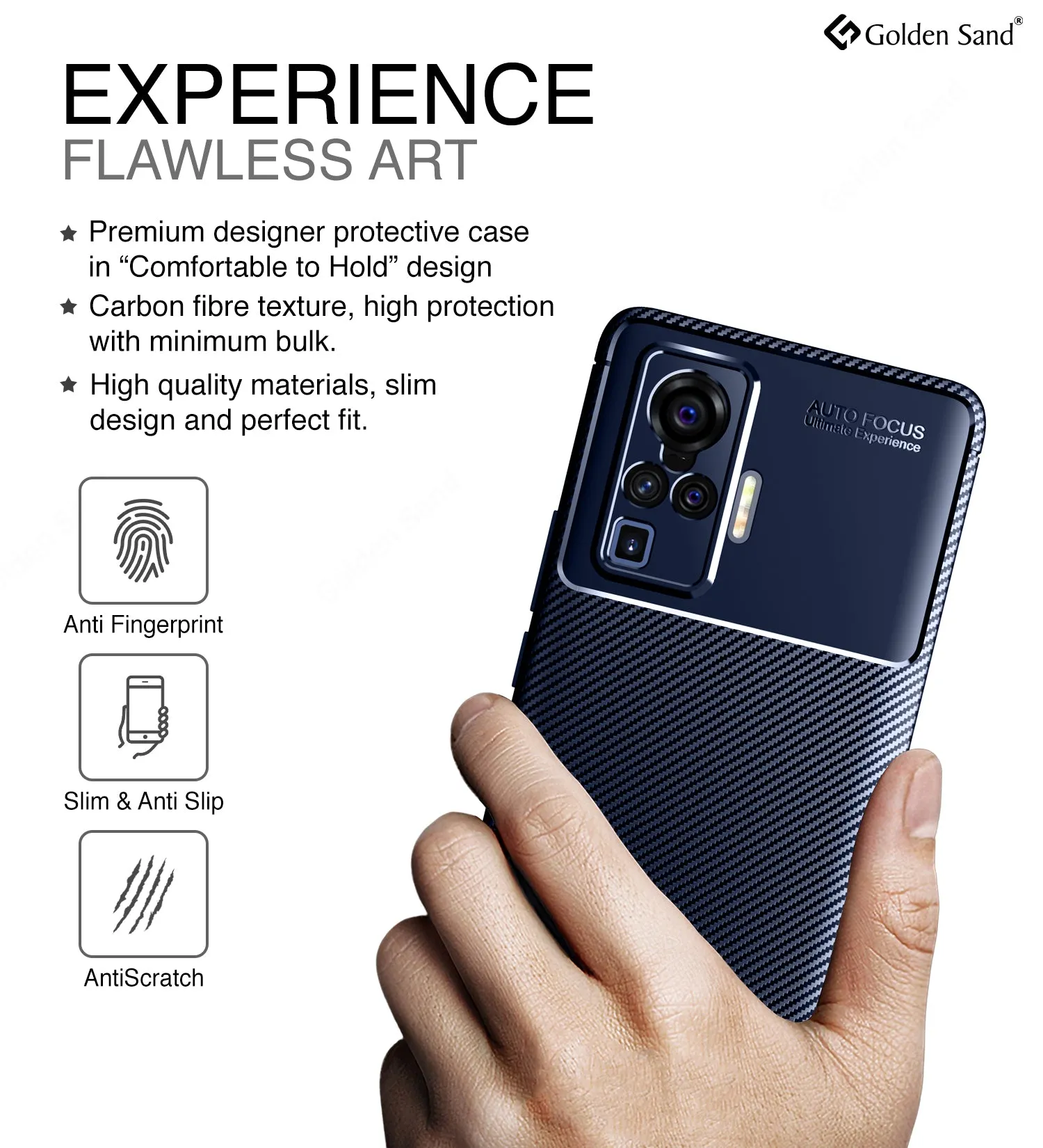 Aramid Fibre Series Shockproof Armor Back Cover for Vivo X50 Pro, 6.56 inch, Blue