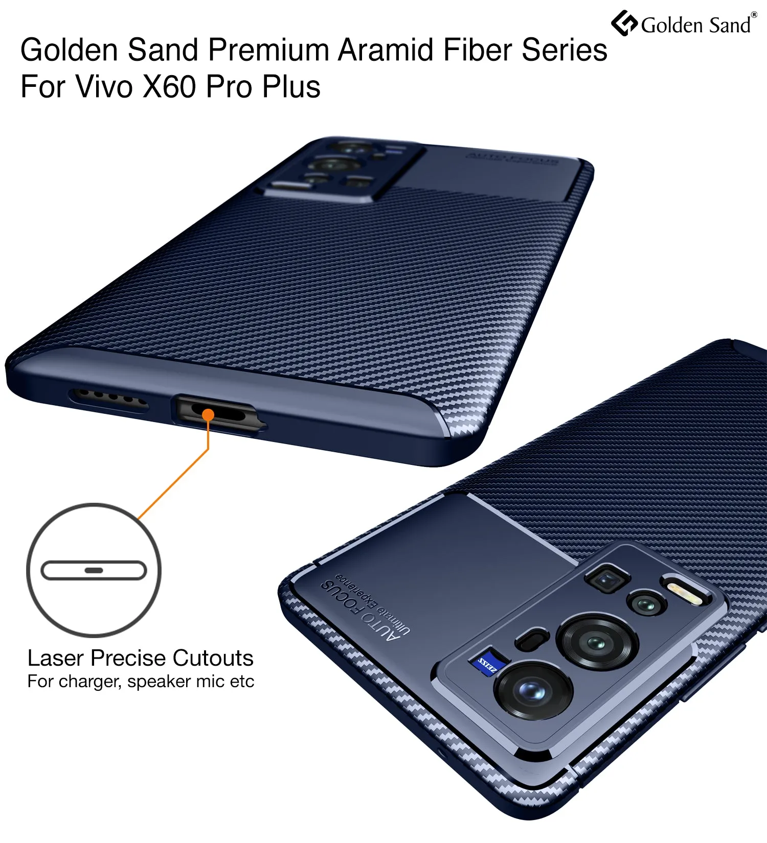 Aramid Fibre Series Shockproof Armor Back Cover for Vivo X60 Pro  Plus, 6.56 inch, Blue