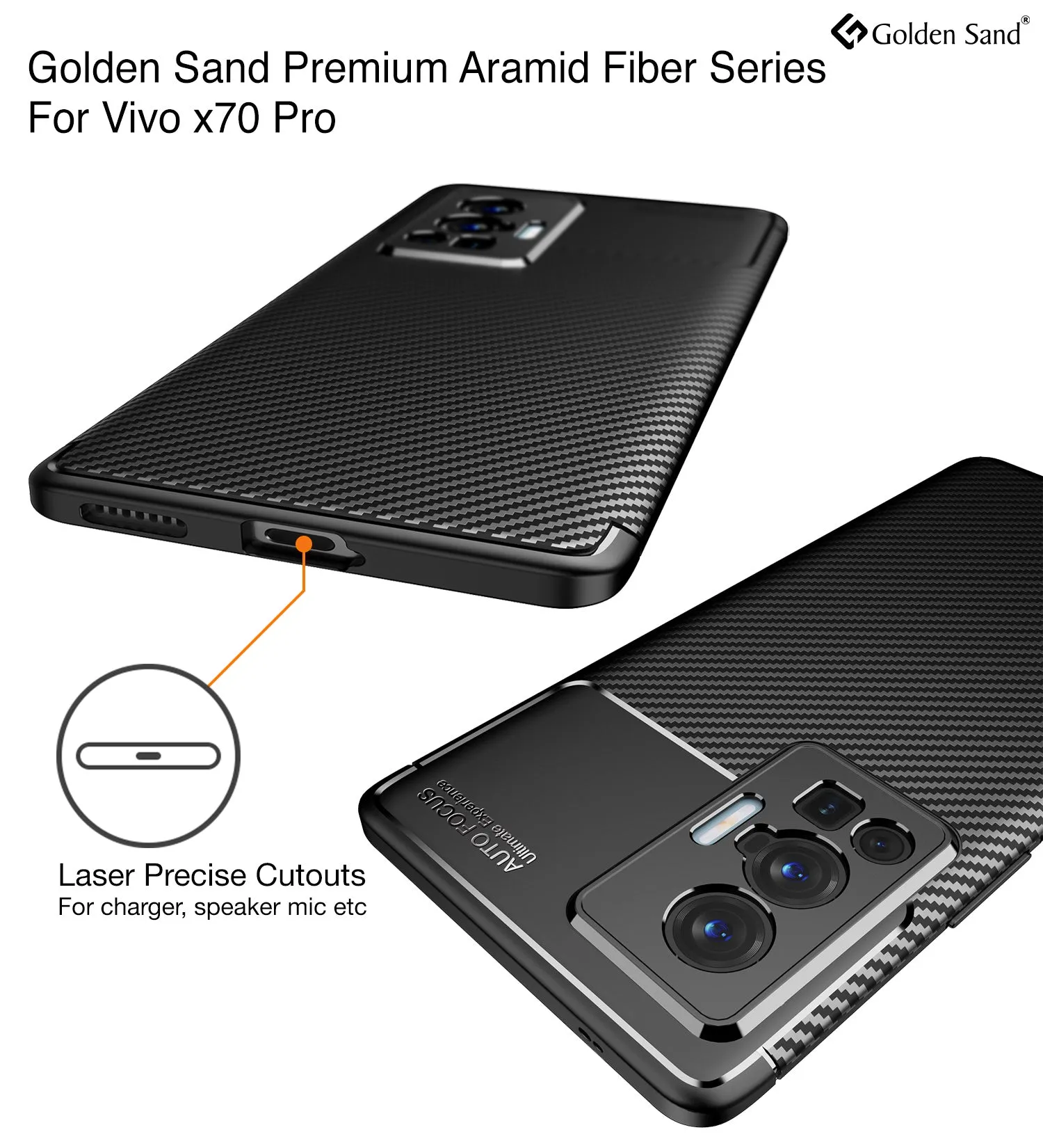 Aramid Fibre Series Shockproof Armor Back Cover for Vivo X70 Pro [Not for Vivo X70 Pro Plus], 6.56 inch, Black