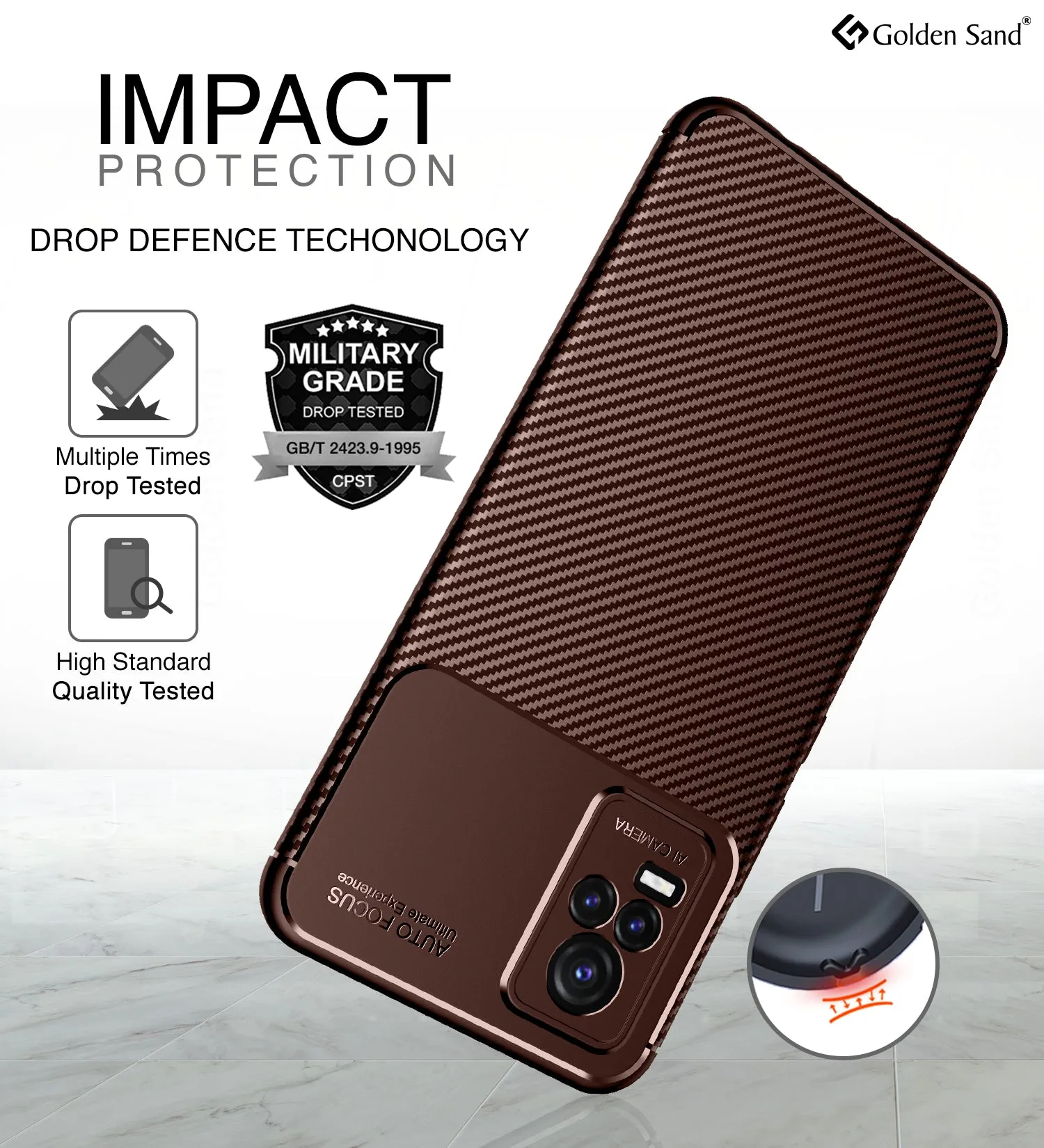 Aramid Fibre Series Shockproof Armor Back Cover for ViVO Y73, 6.44 inch, Brown