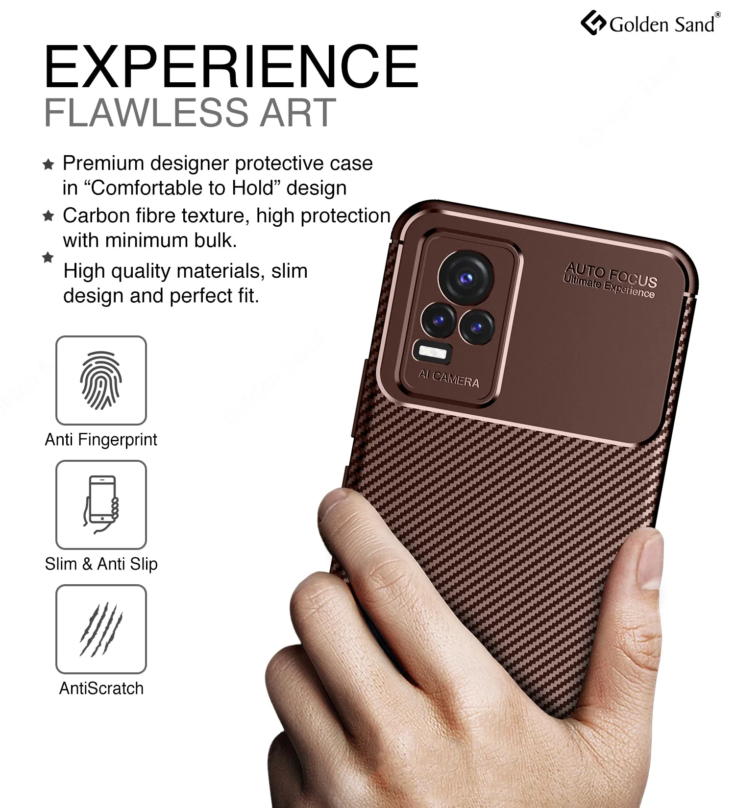 Aramid Fibre Series Shockproof Armor Back Cover for ViVO Y73, 6.44 inch, Brown
