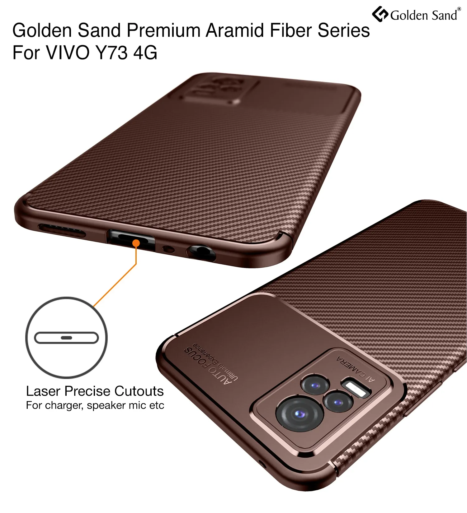 Aramid Fibre Series Shockproof Armor Back Cover for ViVO Y73, 6.44 inch, Brown