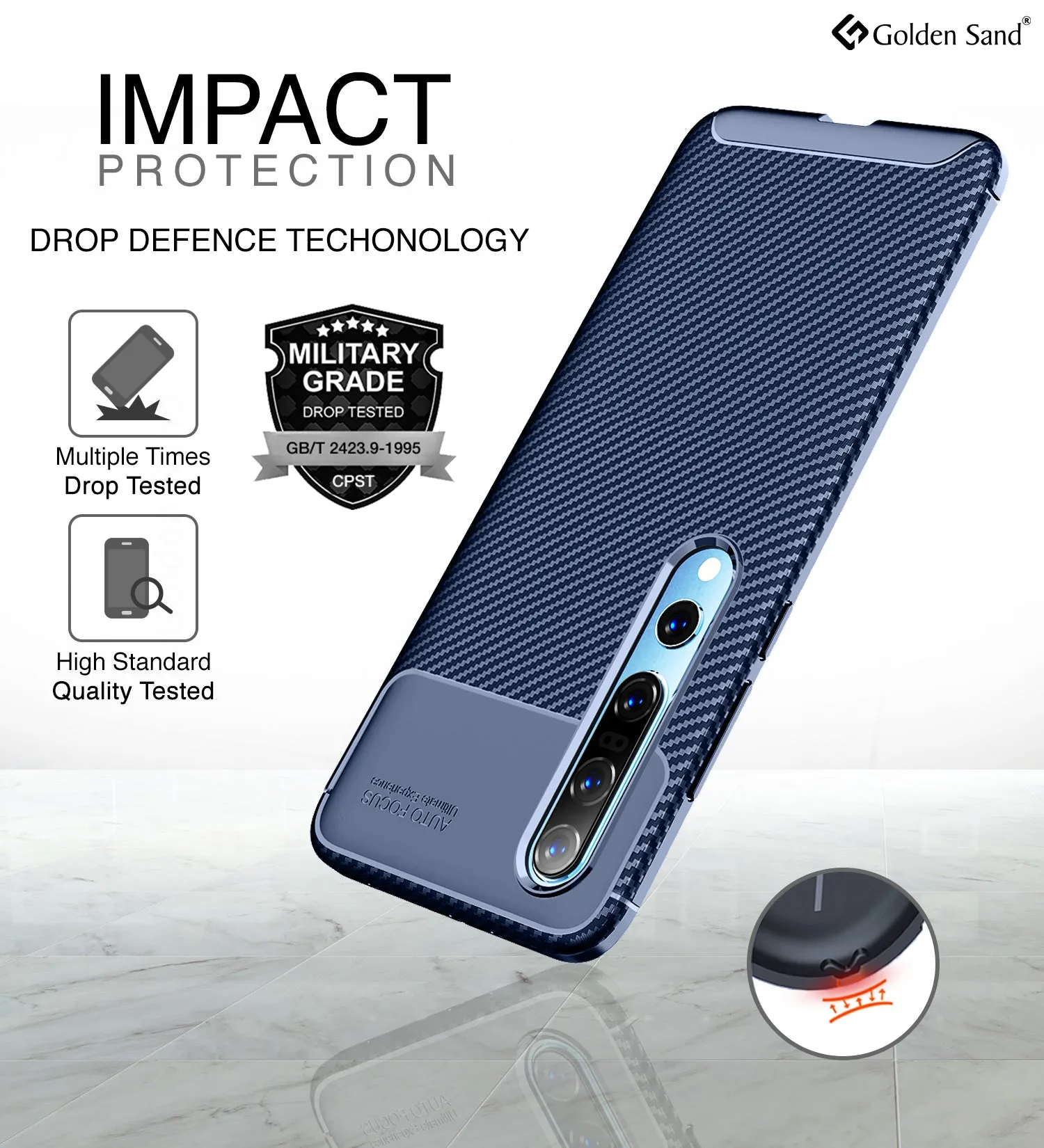 Aramid Fibre Series Shockproof Armor Back Cover for Xiaomi Mi 10 5G, Mi 10 Pro 6.67 inch, Blue