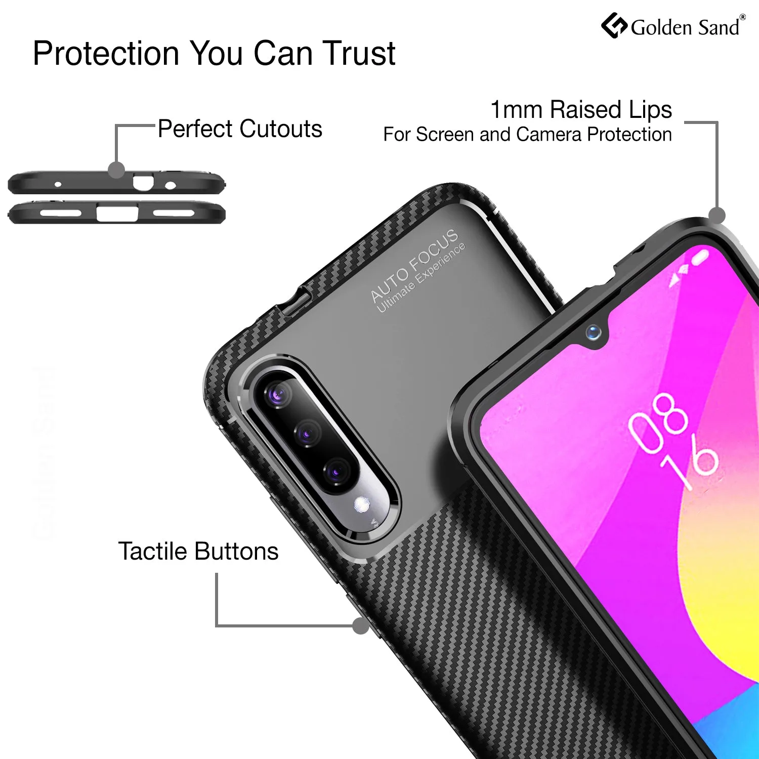 Aramid Fibre Series Shockproof Armor Back Cover for Xiaomi Mi A3 6.1 inch, Black