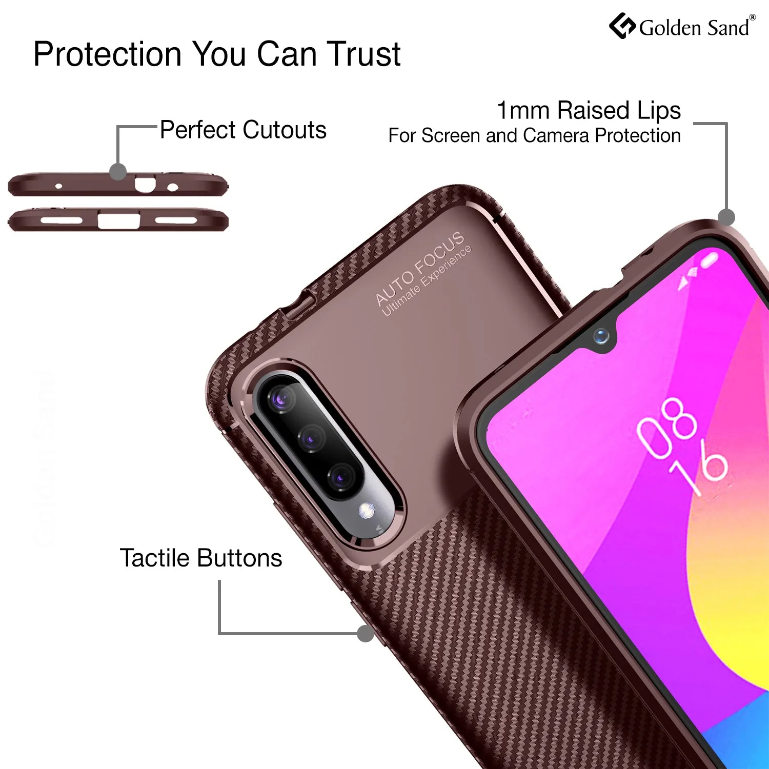 Aramid Fibre Series Shockproof Armor Back Cover for Xiaomi Mi A3 6.1 inch, Brown