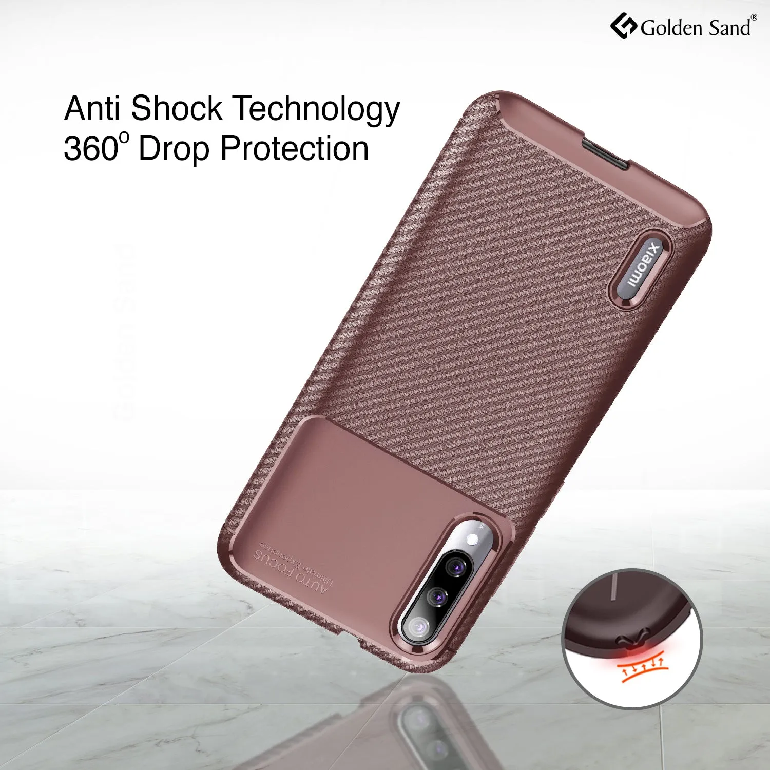 Aramid Fibre Series Shockproof Armor Back Cover for Xiaomi Mi A3 6.1 inch, Brown