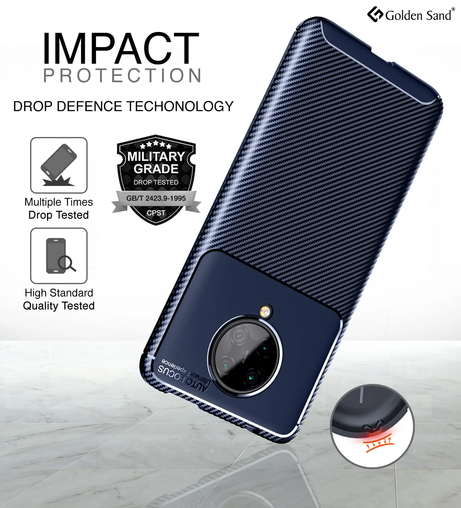 Aramid Fibre Series Shockproof Armor Back Cover for Xiaomi Poco F2 Pro 6.67 inch, Blue