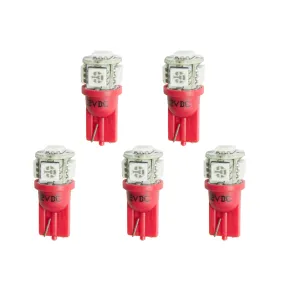 AutoMeter 3284-K LED BULB; REPLACEMENT; T3 WEDGE; RED; 5 PACK