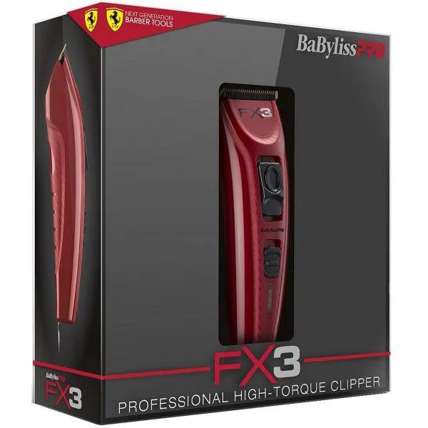 BaByliss Pro FX3 Professional High Torque Clipper - Red #FXX3C (Dual Voltage)