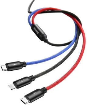 Baseus Three Primary Colors 3 in 1 USB Cable Black 1.2 m