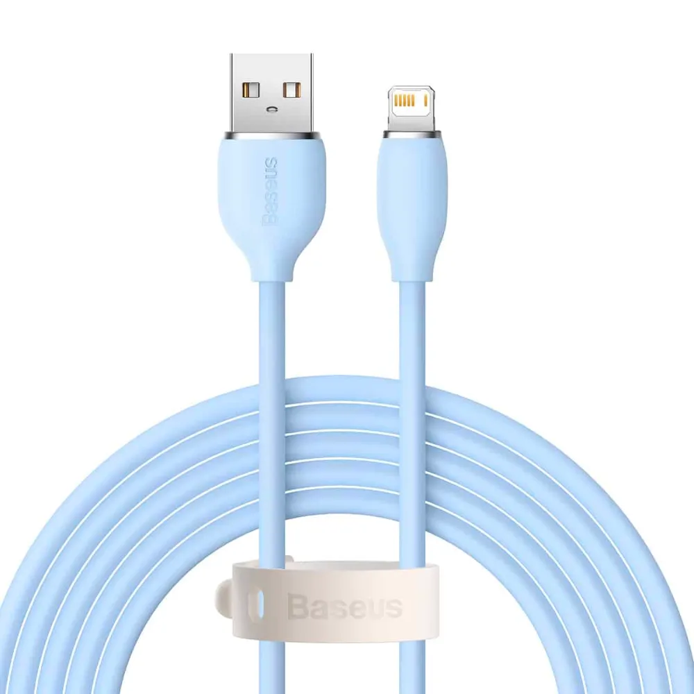 (Buy 1 Get 1) Baseus Jelly Liquid Silica Gel 2.4A iPhone Fast Charging Data Cable (2M) - Blue