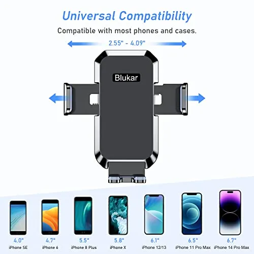 Car Phone Holder Mount, Super Stable Air Vent Cell Phone Car Mount with 2024 Newest Metal Hook Clip, 360° Rotation,One Button Release for iPhone, Samsung, Google, and All Other Smartphones