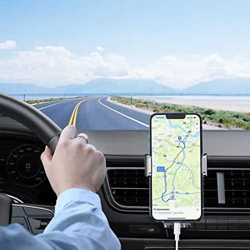 Car Phone Holder Mount, Super Stable Air Vent Cell Phone Car Mount with 2024 Newest Metal Hook Clip, 360° Rotation,One Button Release for iPhone, Samsung, Google, and All Other Smartphones