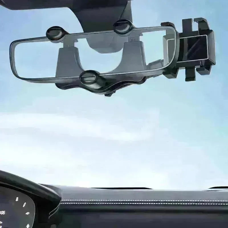 Car Rearview Mirror Phone Holder: Rotatable, Retractable, 360°, All Phones & Cars