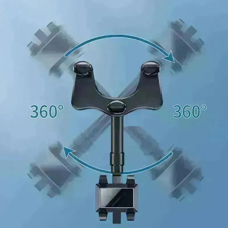 Car Rearview Mirror Phone Holder: Rotatable, Retractable, 360°, All Phones & Cars
