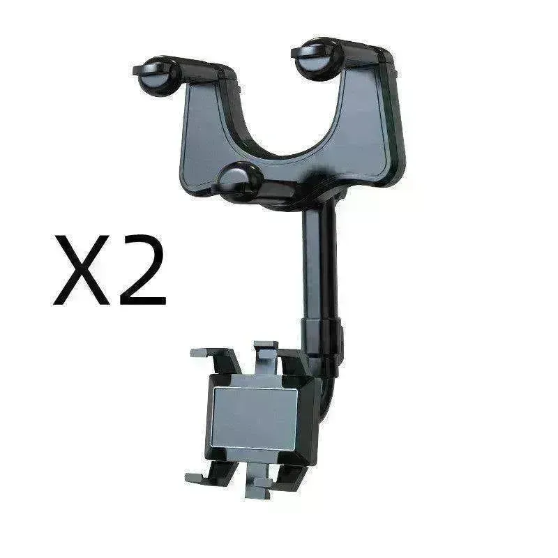 Car Rearview Mirror Phone Holder: Rotatable, Retractable, 360°, All Phones & Cars