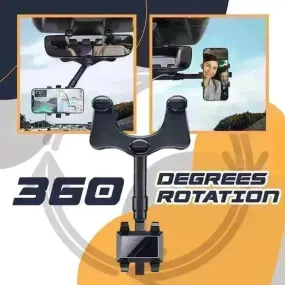 Car Rearview Mirror Phone Holder: Rotatable, Retractable, 360°, All Phones & Cars