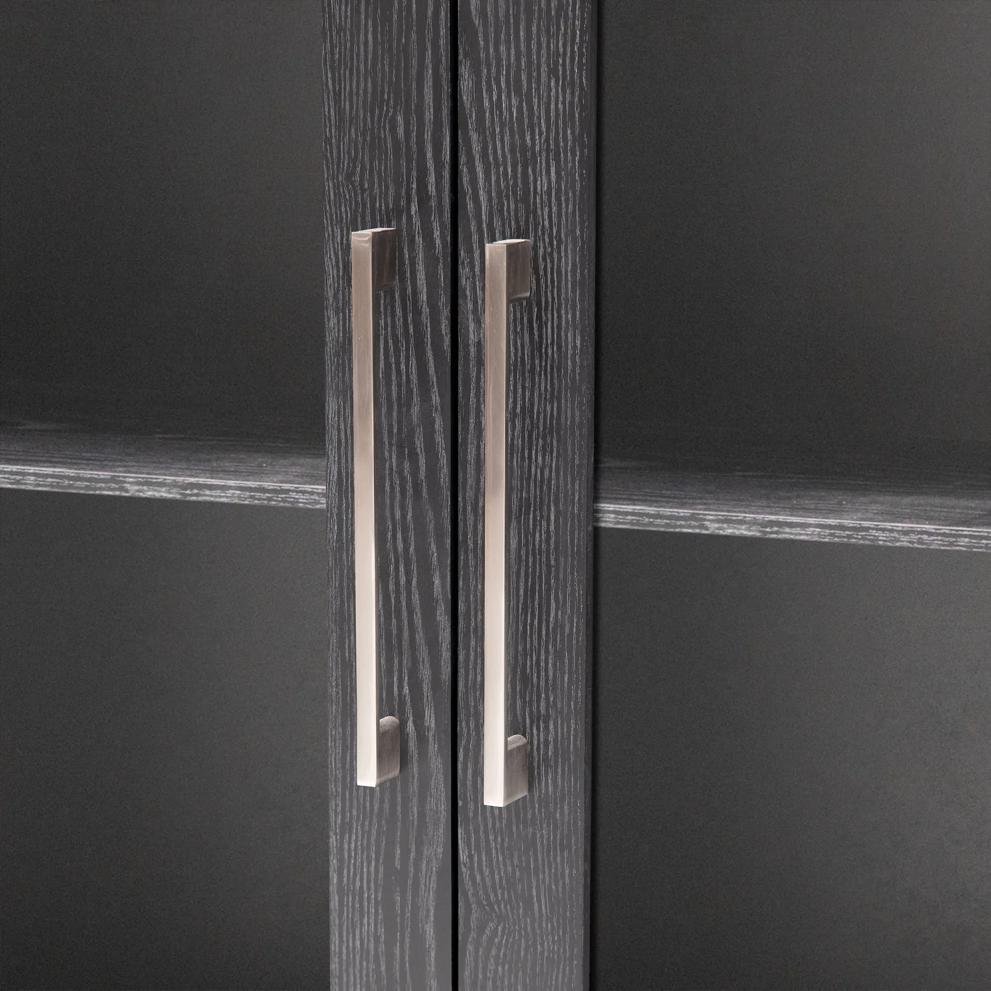 Cina Storage Cabinet with Tempered Glass - Black