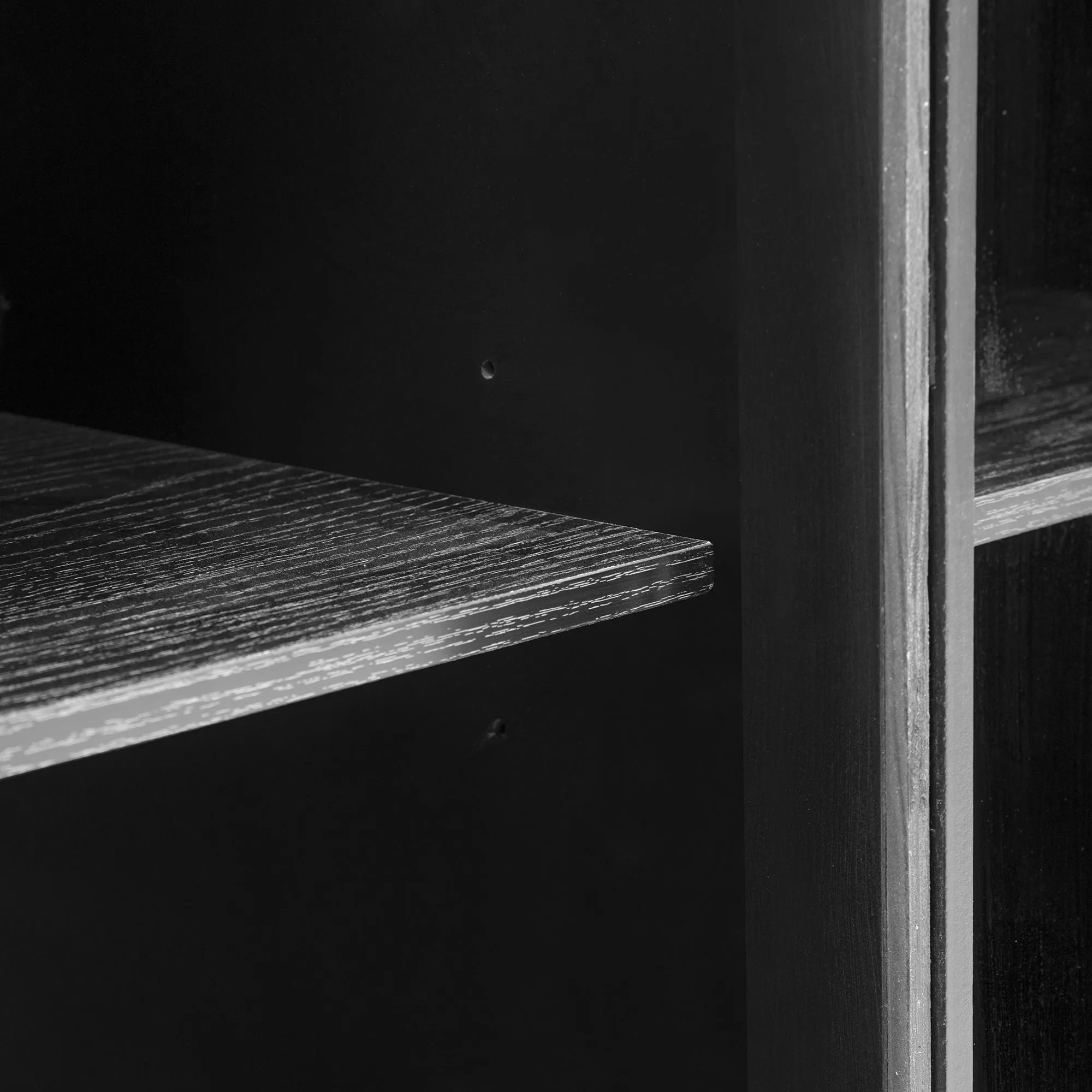 Cina Storage Cabinet with Tempered Glass - Black