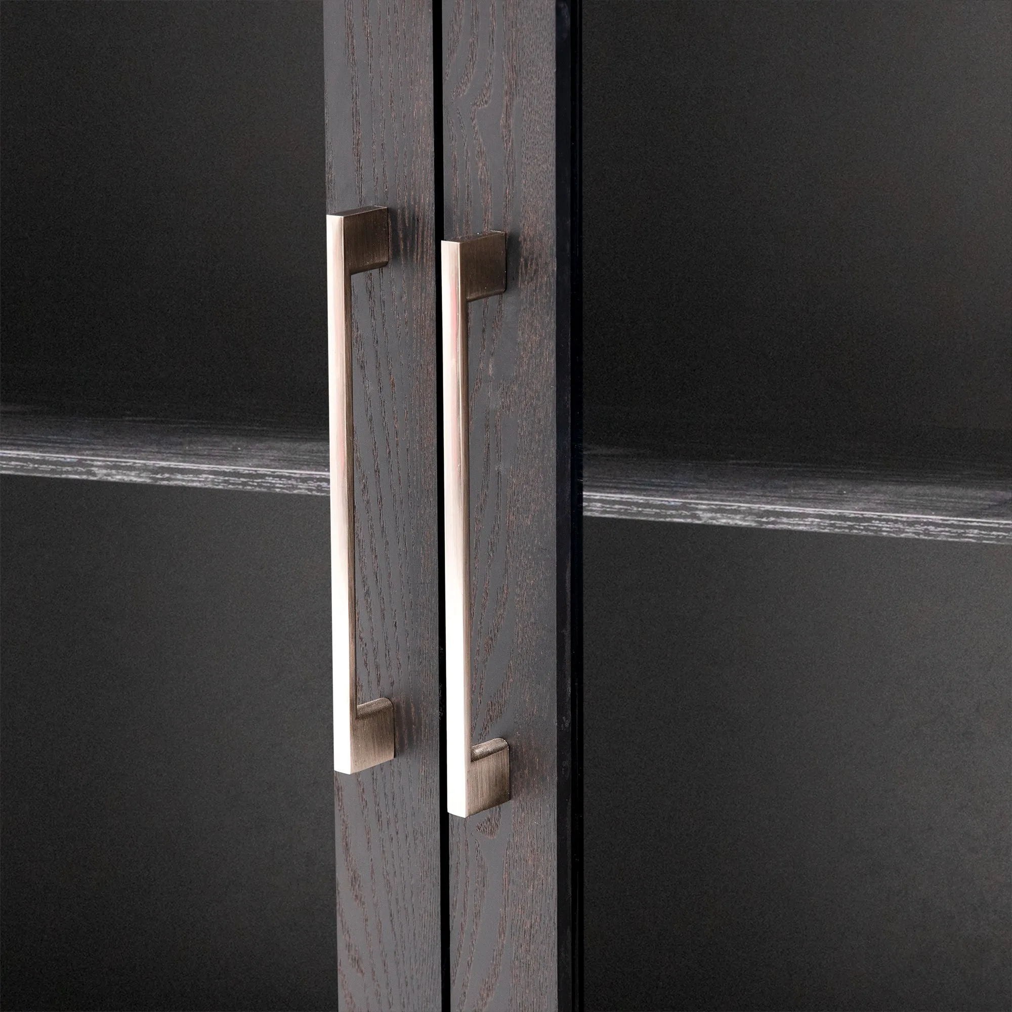 Cina Storage Cabinet with Tempered Glass - Walnut