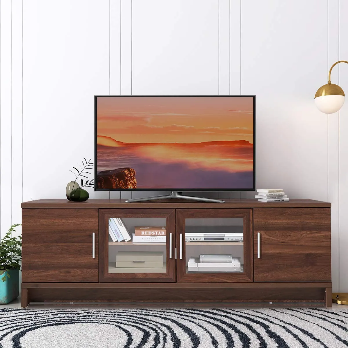 Classical TV Stand for TVs up to 70 Inches Flat Screen, Modern TV Cabinet w/Cable Management