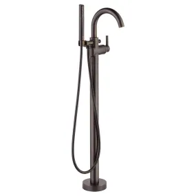 Contemporary Single Handle Floor Mount Tub Filler Trim with Handshower