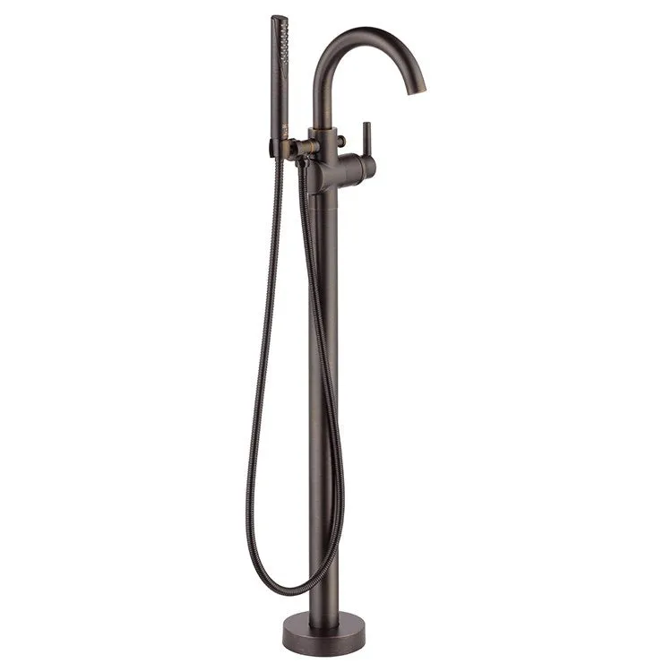 Contemporary Single Handle Floor Mount Tub Filler Trim with Handshower