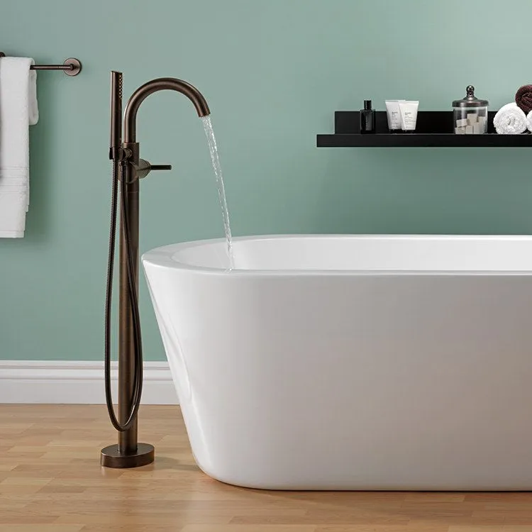Contemporary Single Handle Floor Mount Tub Filler Trim with Handshower