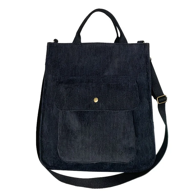 Corduroy Shoulder Bag, Women's Large Capacity Shoulder Bag