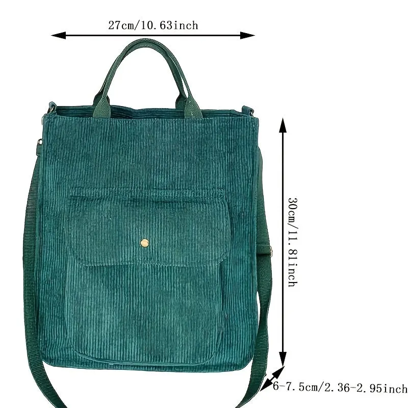 Corduroy Shoulder Bag, Women's Large Capacity Shoulder Bag