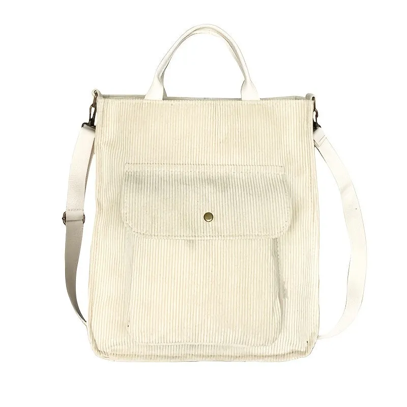 Corduroy Shoulder Bag, Women's Large Capacity Shoulder Bag