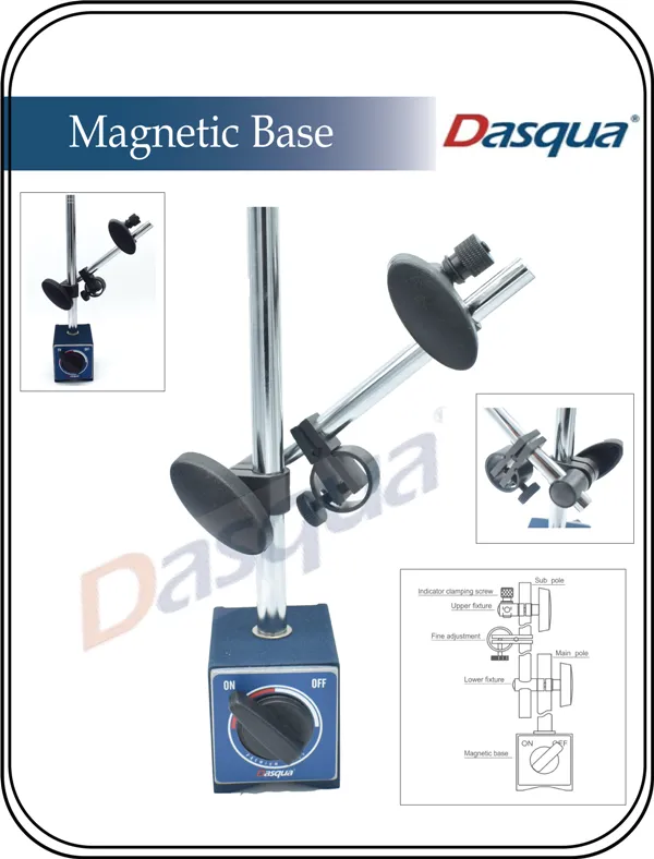 DASQUA 60Kgs / 132Lbs Magnetic Base For Digital Dial Test Indicators Industrial Precision Indicators Stand Holder With Fine Adjustment