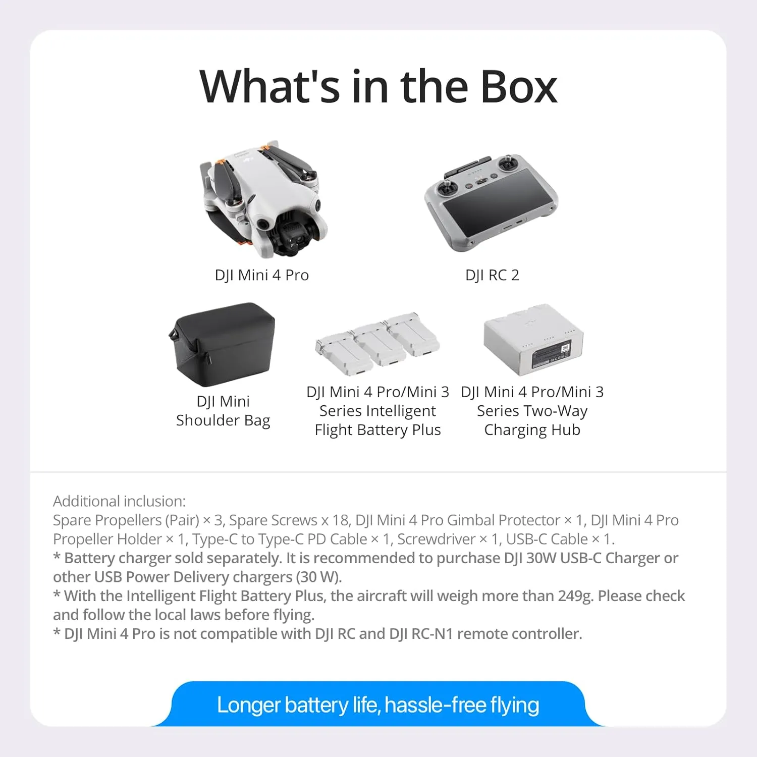 DJI Mini 4 Pro Fly More Combo Plus (DJI RC 2), Folding Mini-Drone 4K HDR Camera, 2 Extra Intelligent Batteries Plus for 45-Min Flight Time, MOIAT Certified - UAE Version