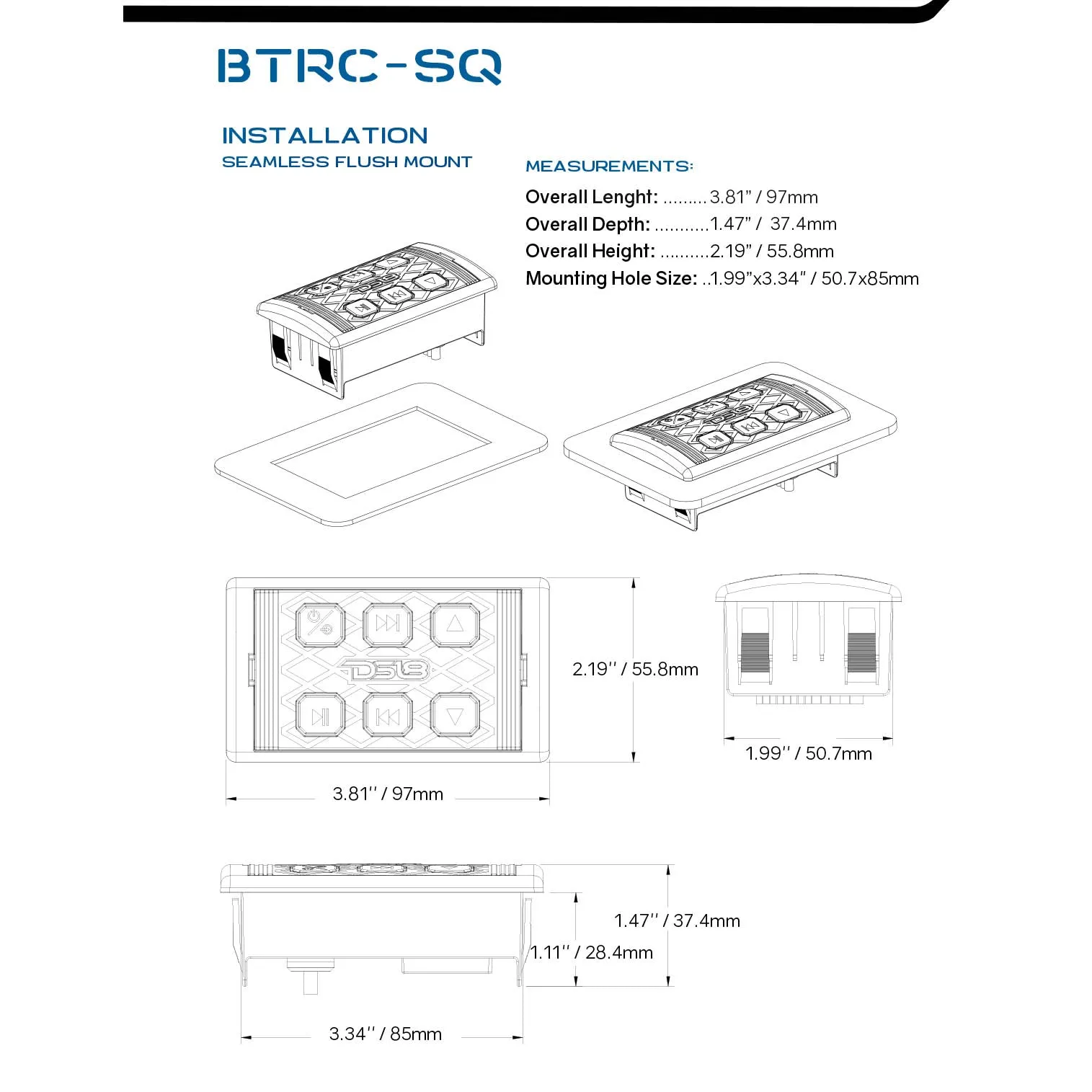 DS18 Marine Universal Audio Receiver Controller Bluetooth Waterproof BTRC-SQ