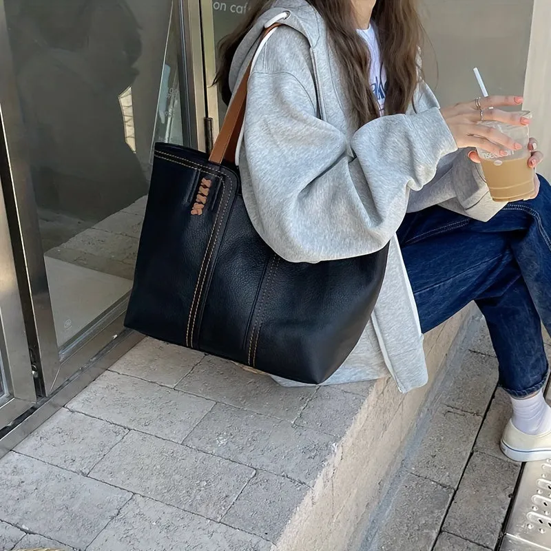 Fashion Casual Shoulder Bag, Large Capacity Commuting Tote Bag