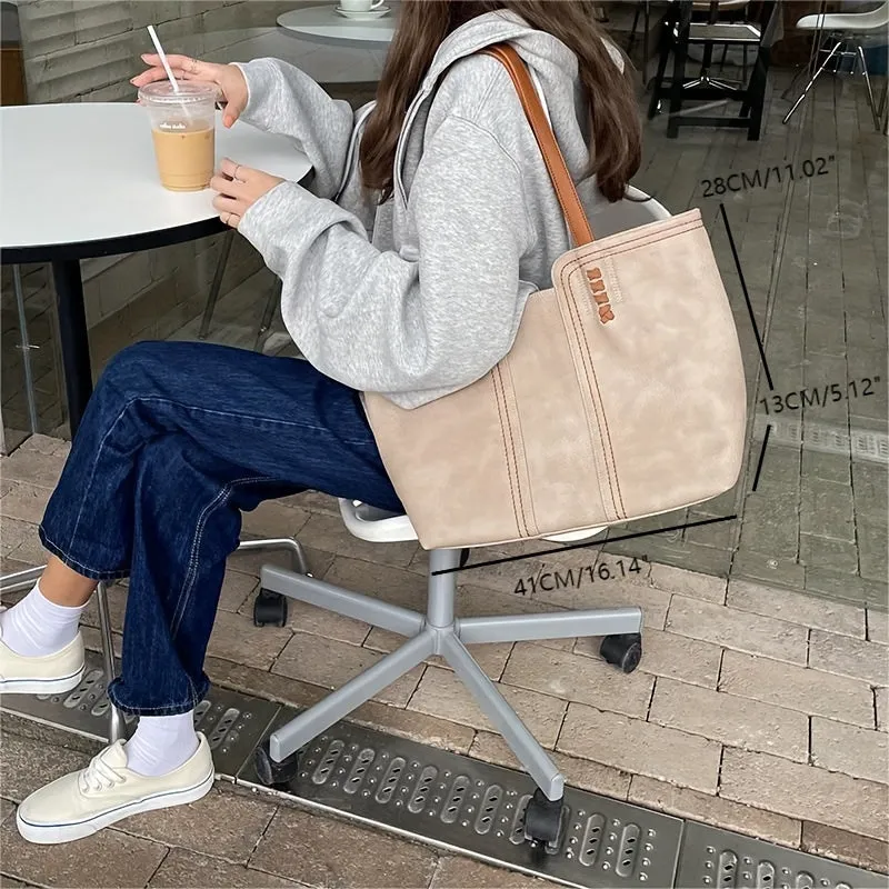 Fashion Casual Shoulder Bag, Large Capacity Commuting Tote Bag