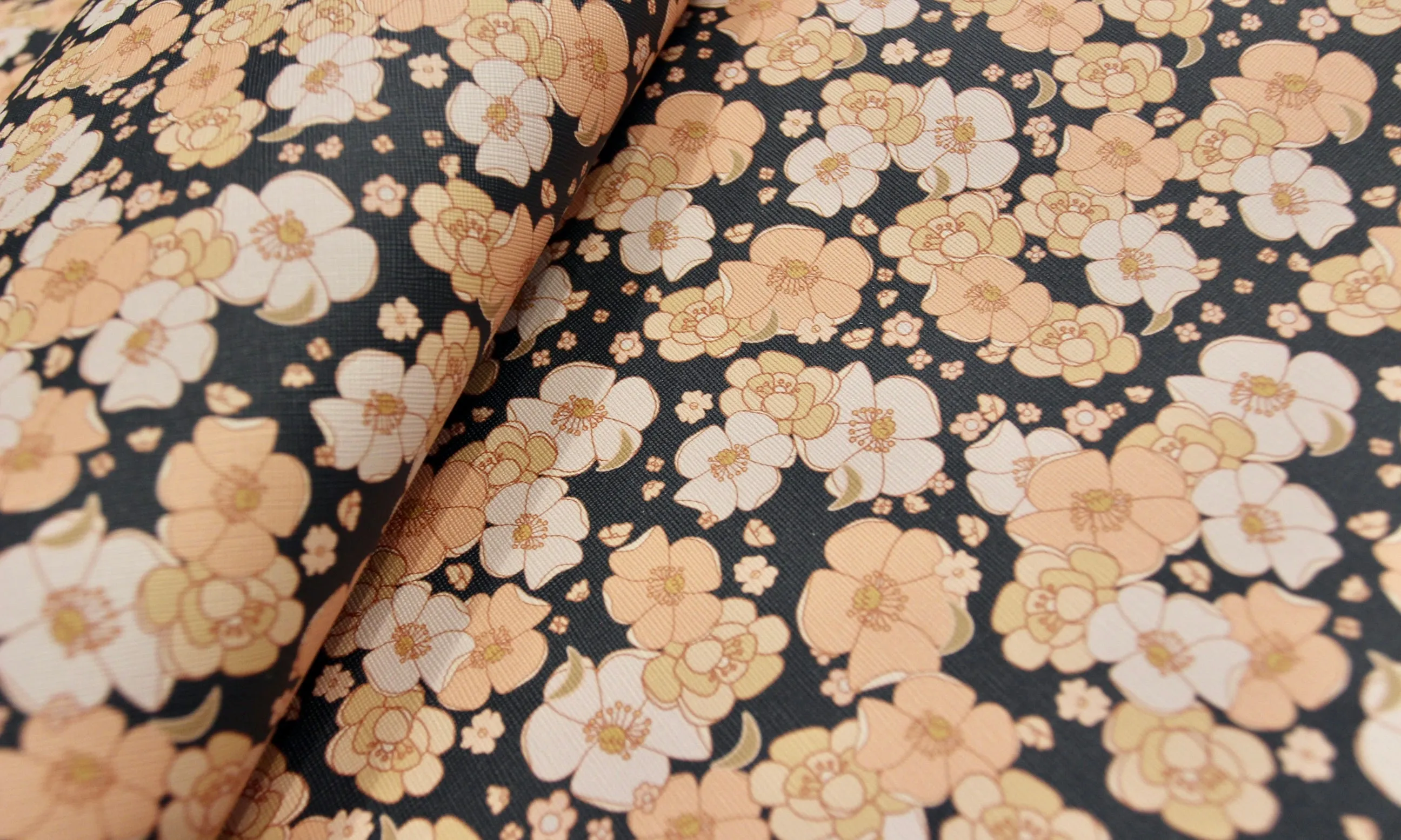 Floral on Black | 18" Vinyl Roll