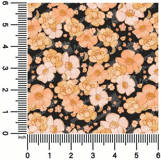 Floral on Black | 18" Vinyl Roll