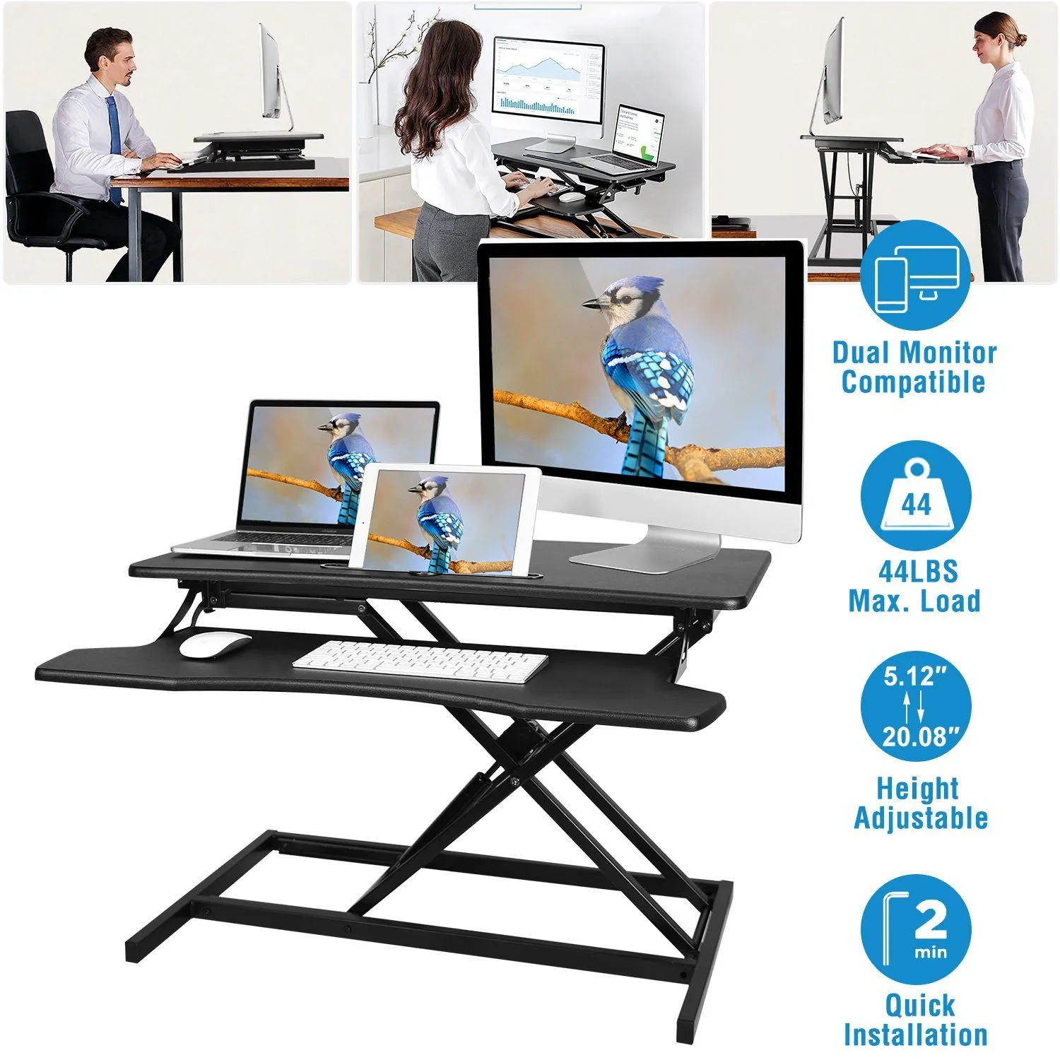 Height Adjustable Standing Desk Converter Workstation