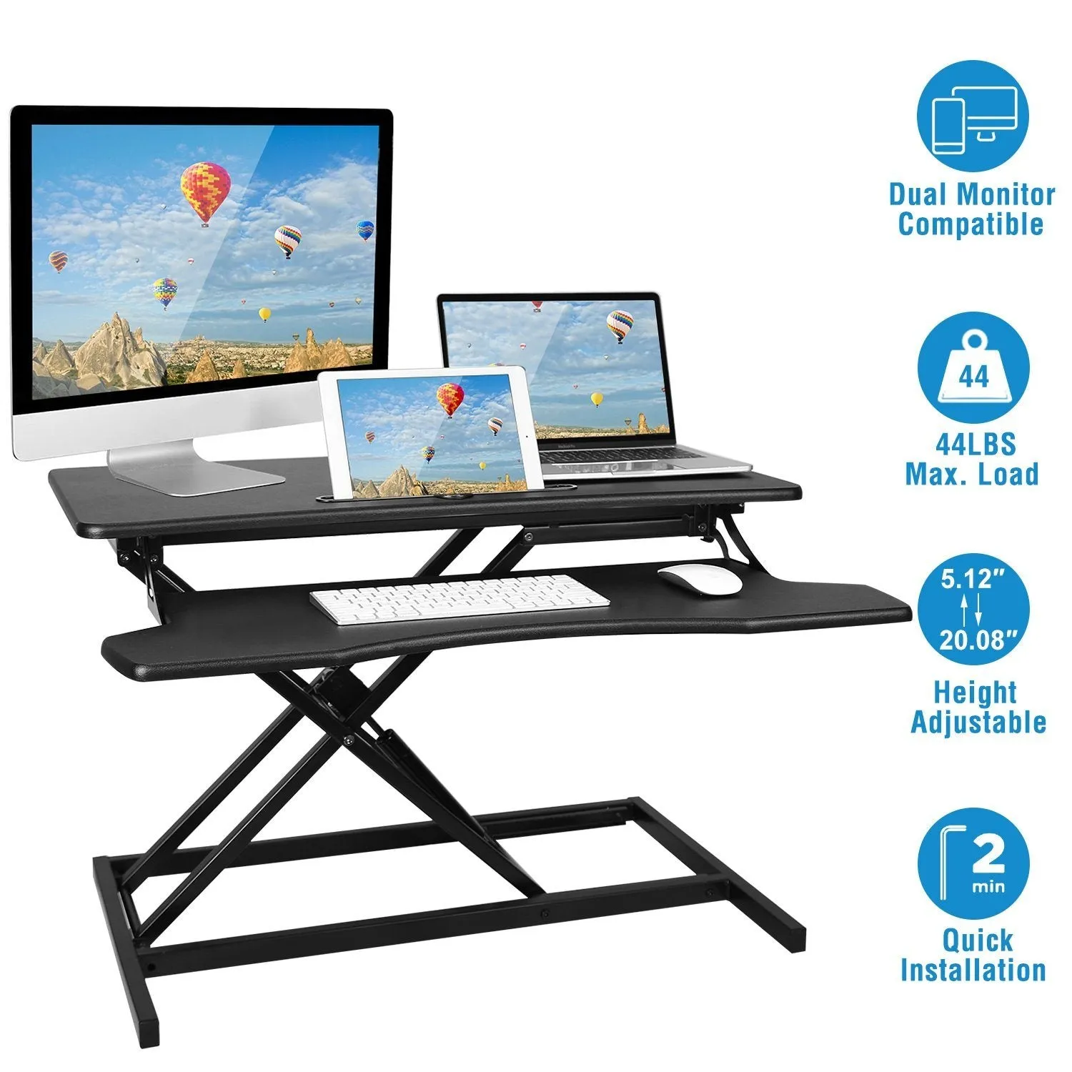 Height Adjustable Standing Desk Converter Workstation