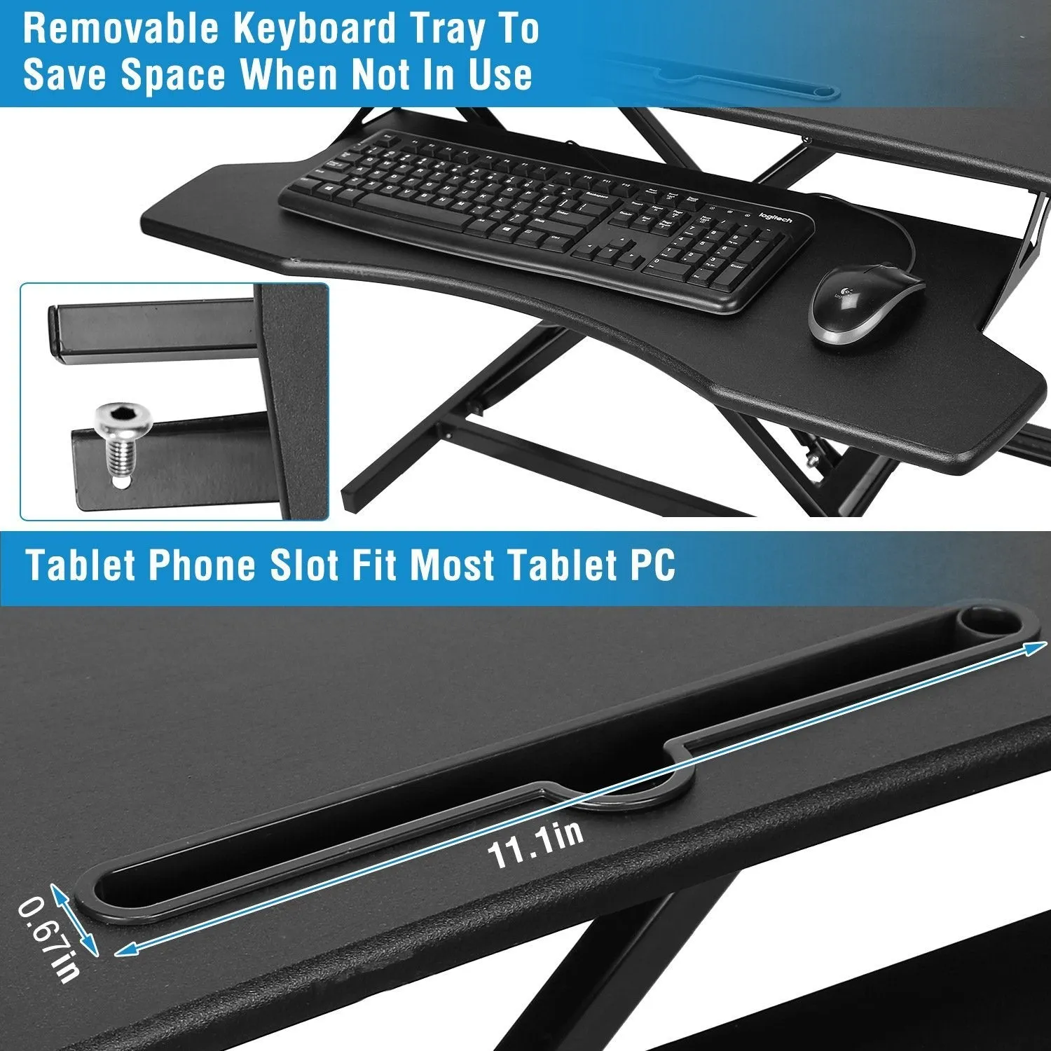 Height Adjustable Standing Desk Converter Workstation