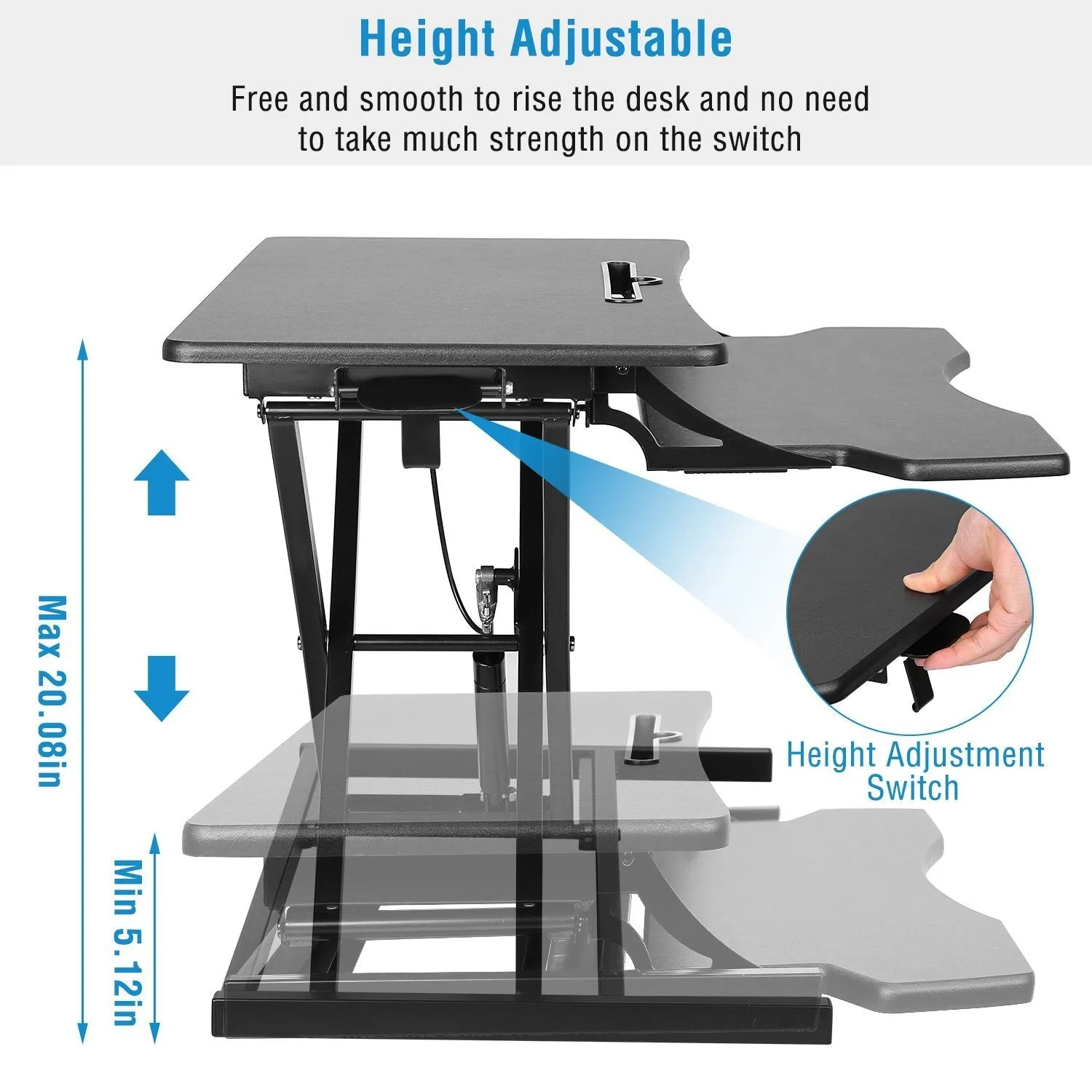 Height Adjustable Standing Desk Converter Workstation