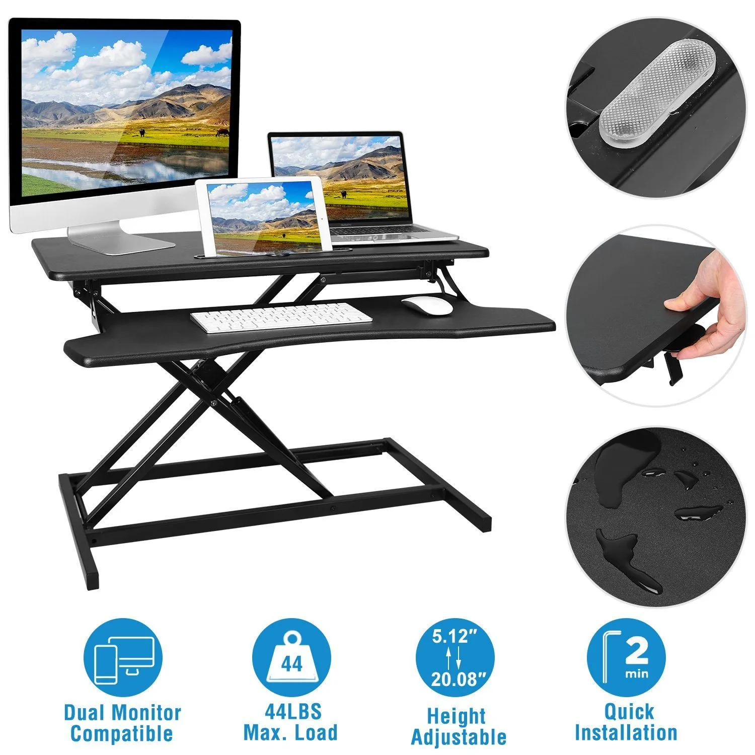 Height Adjustable Standing Desk Converter Workstation