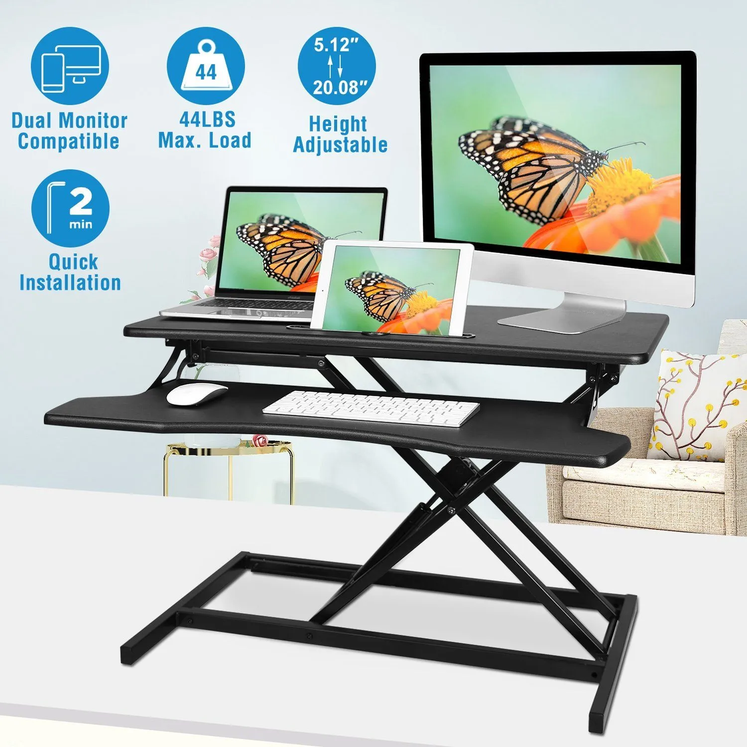 Height Adjustable Standing Desk Converter Workstation