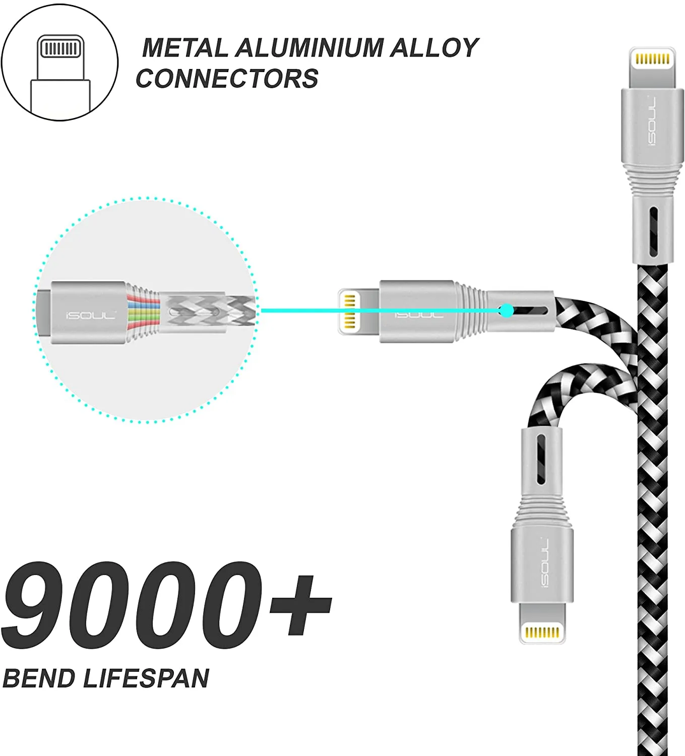 iPhone Charging Cable, iSOUL 15cm Short Lightning Cable