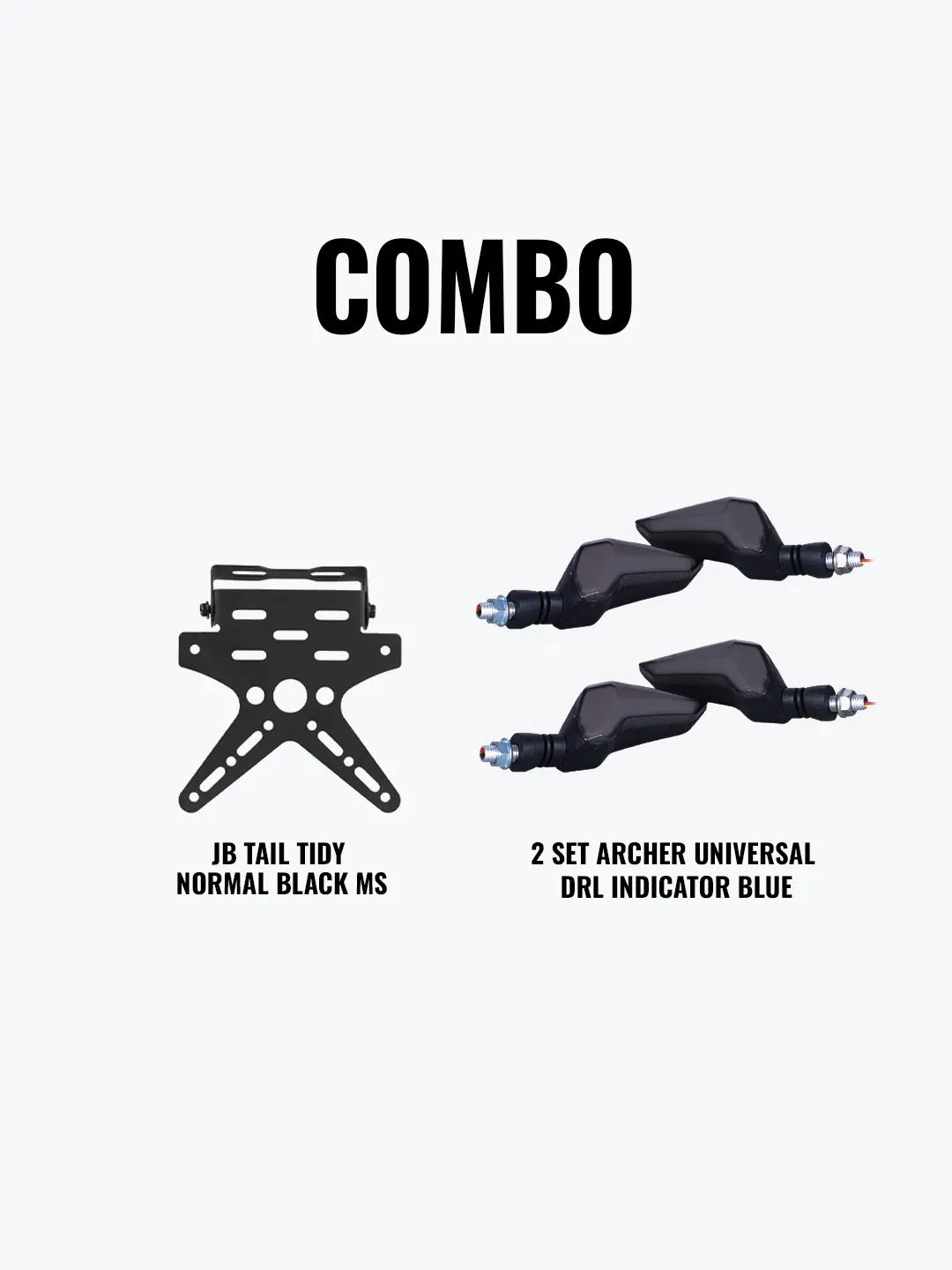 JB Tail Tidy Normal Black Mild Steel   2 Set Archer Universal DRL Indicator Blue