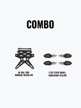 JB Tail Tidy Normal Black Mild Steel   2 Set CYCD Small Indicator Yellow