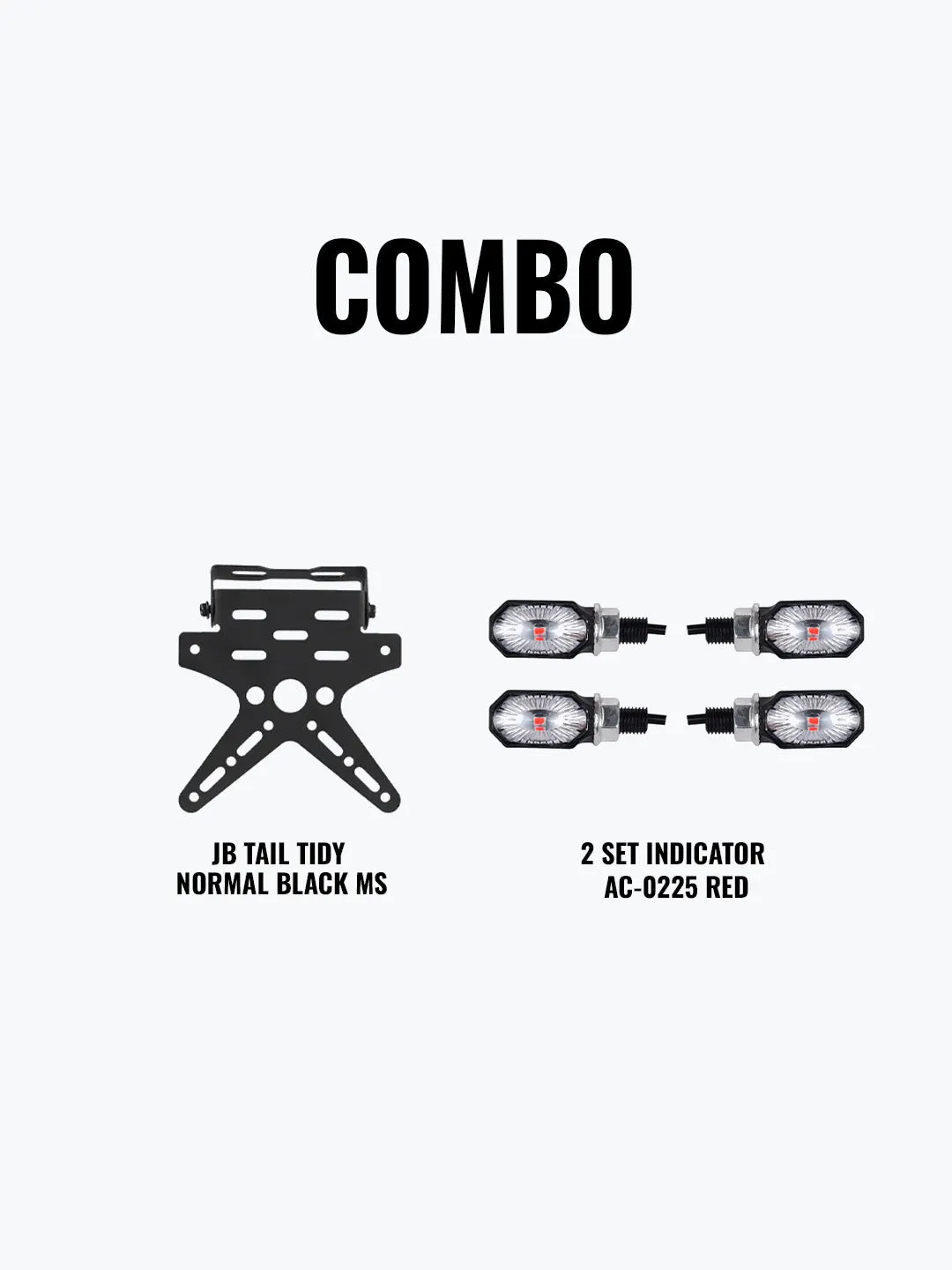 JB Tail Tidy Normal Black Mild Steel   2 Set Indicator AC-0225 Red