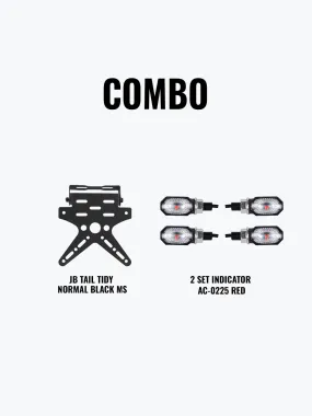 JB Tail Tidy Normal Black Mild Steel   2 Set Indicator AC-0225 Red