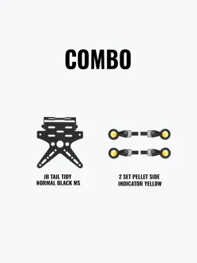 JB Tail Tidy Normal Black Mild Steel   2 Set Pellet Side Indicator Yellow